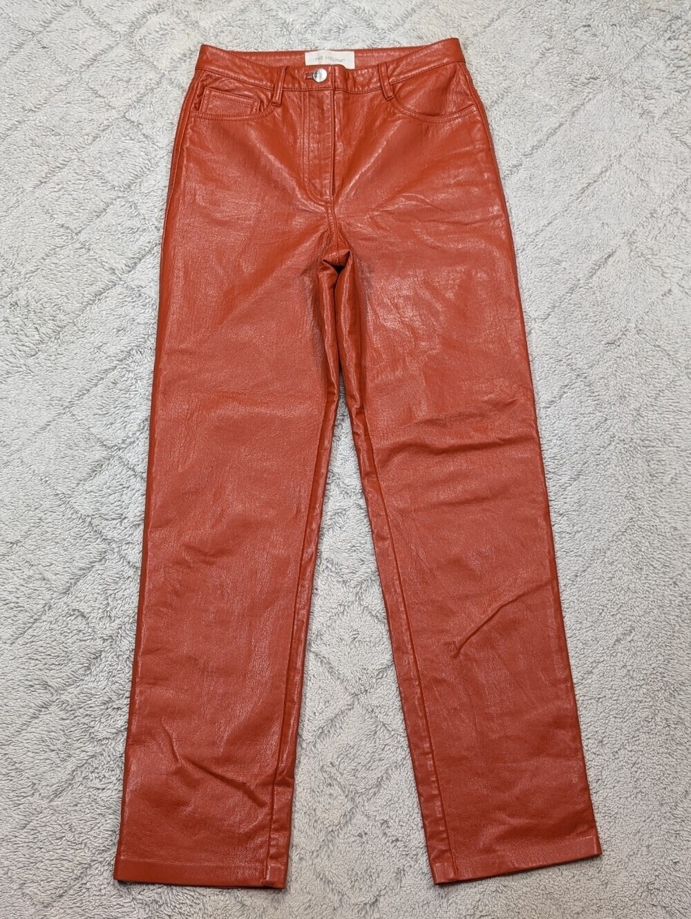 Wilfred Pants Womens 2 Orange The Melina Faux Leather Straight Leg Moto Chic